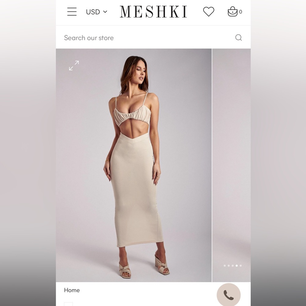 Meshki Roxie V Waistband Maxi Skirt- Size M color stone New with tags!!